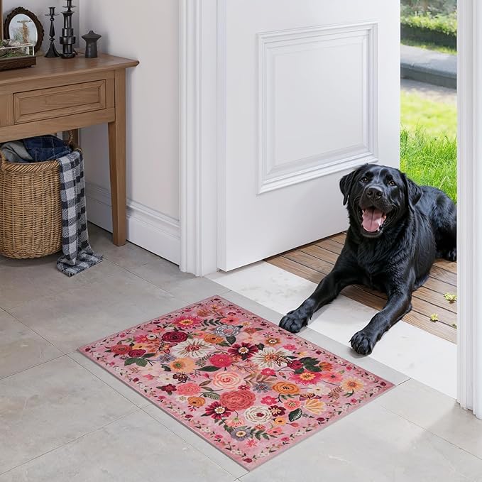 Pink Area Rugs 24x17 Inch Home Decor Entry Rug, Small Door Mat Bath Mats - Image 8