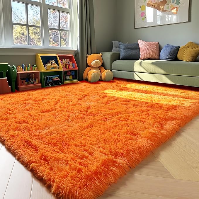 ONASAR Orange Rugs for Living Room Bedroom, 5x8 Fluffy Bedside Area Rug - Image 8