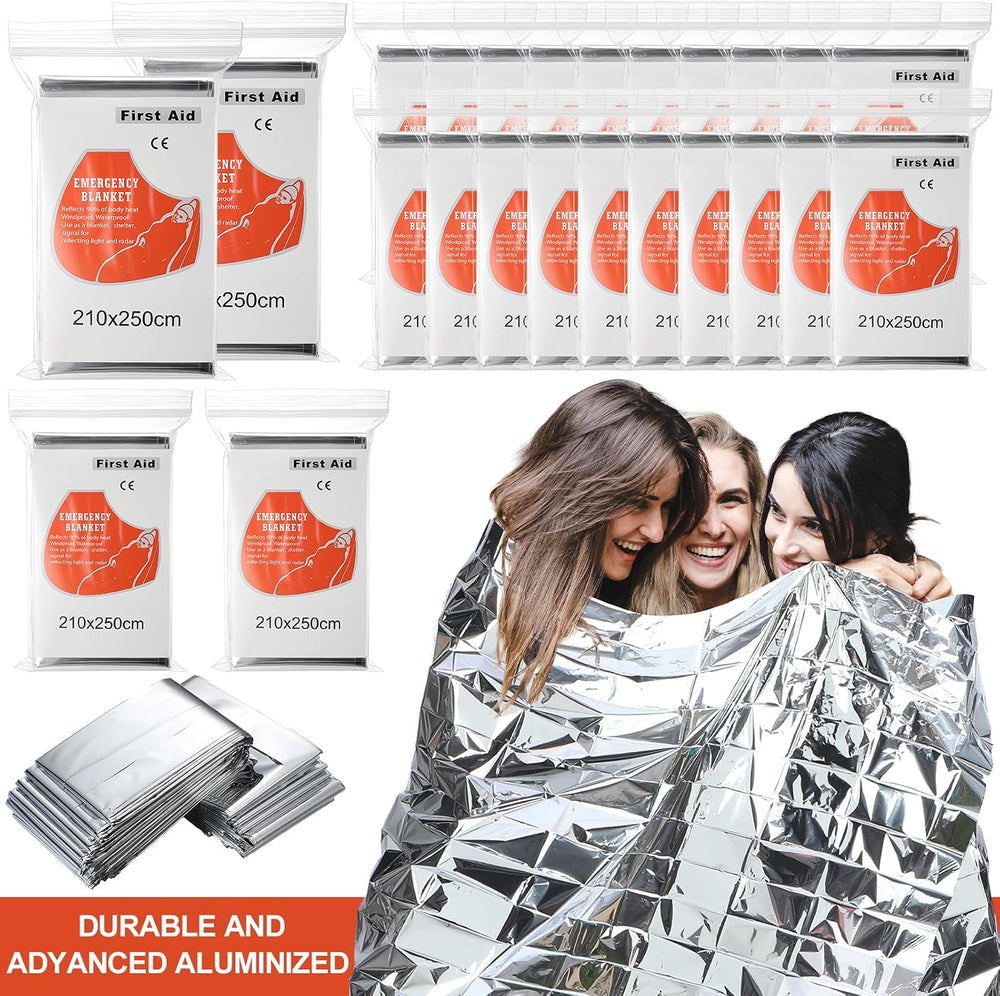 Kingdder 30 Pack Oversized Emergency Thermal Blankets Bulk 98'' x 82&...