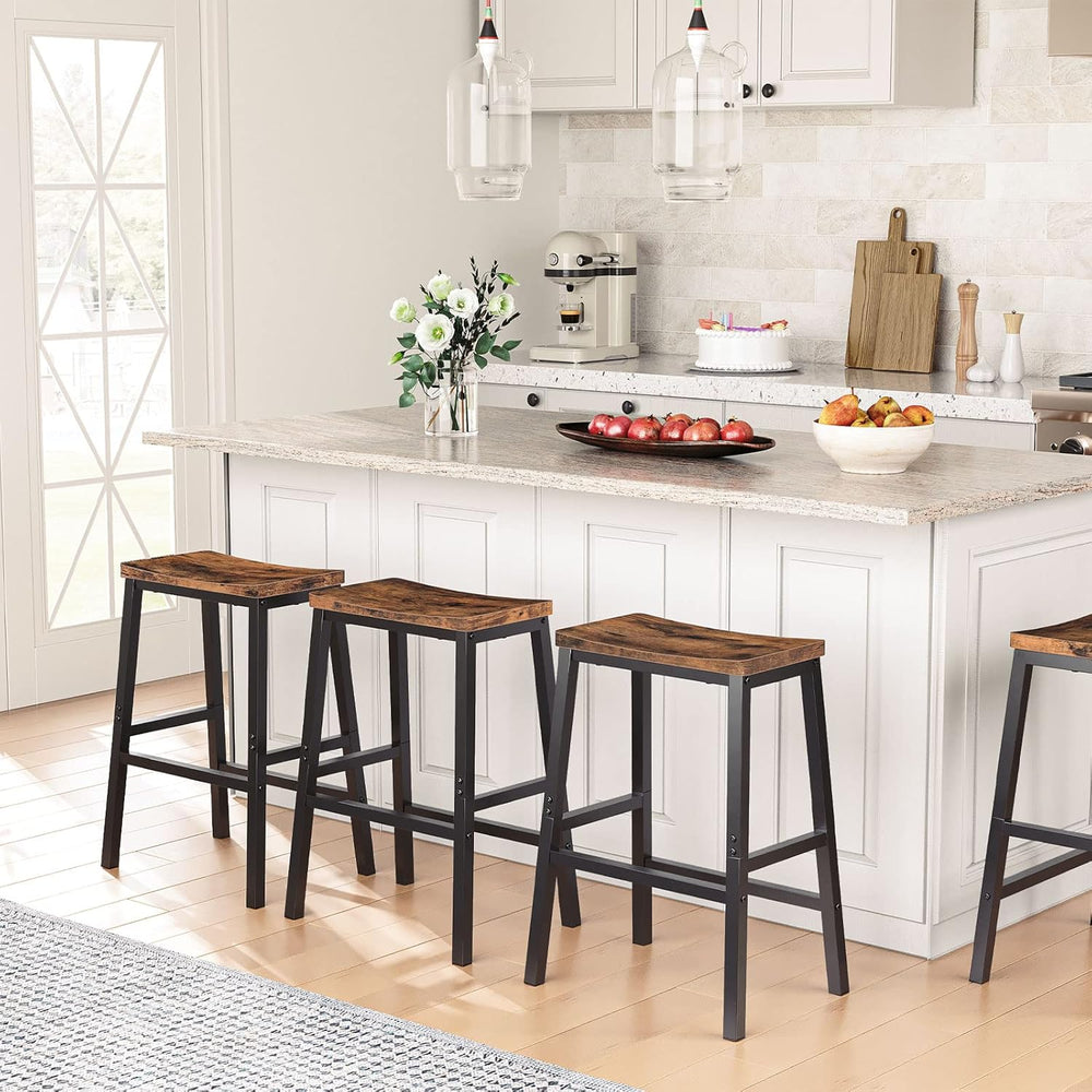 HOOBRO Bar Stools, Set of 2 Bar Chairs, 23.6 Inch Saddle Stools, Kitchen Coun...