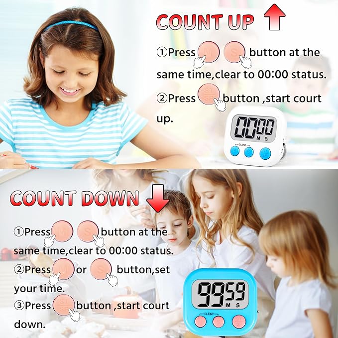 Timer for Kids Teachers Digital Kitchen Timers for Cooking Large Magnetic - Image 7