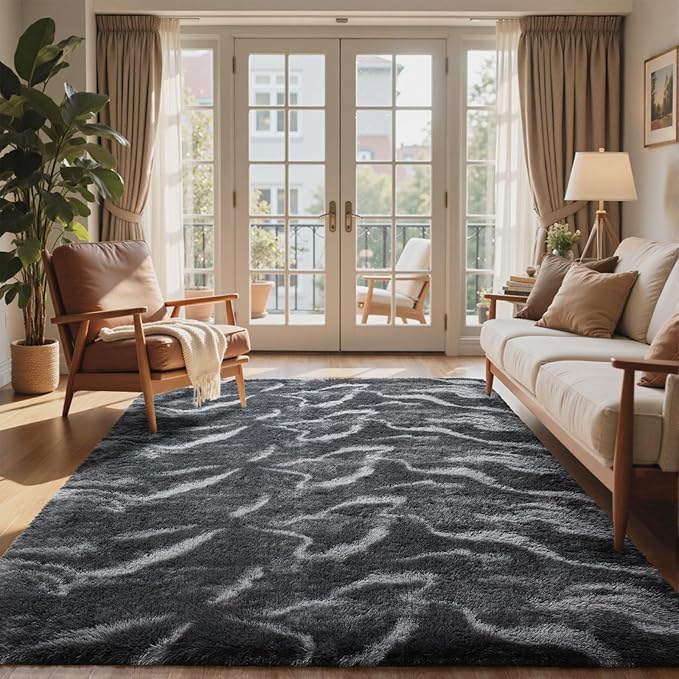 5x7 Ft Large Shag Rugs for Bedroom Living Room, Tie Dyed Ultra Soft Fluffy - Image 2