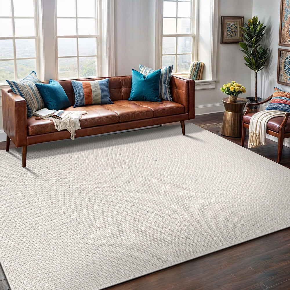 Easy Jute Rug 8x10 Indoor Outdoor Rug Natural Rugs Solid Fiber Rug Woven Area...
