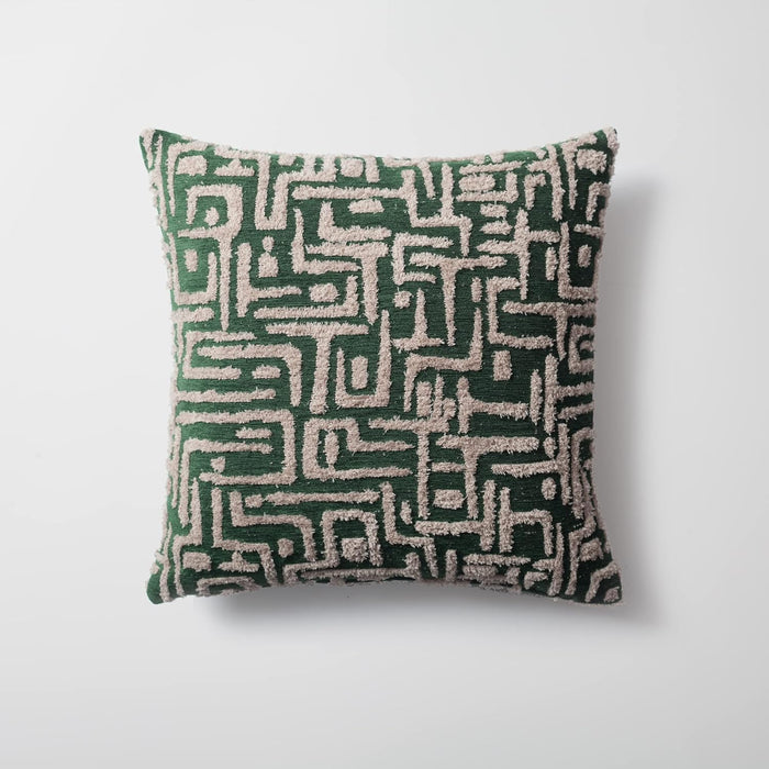 Woven Jacquard Throw Pillow Cover, Pack of 1 Geometric Pattern Textured Decorative Cushion Covers for Sofas, Couches, Fade Resistant Pillow for Sofa & Couch, Gilda, Green, 18x18 Inch