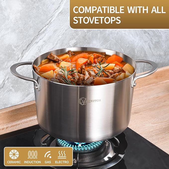LOLYKITCH Tri-Ply 3 Quarts Stainless Steel Induction Cooking Pot, Small Stock - Image 3