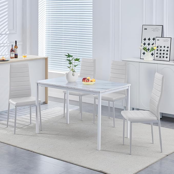 PU Dining Chairs Set of 4, Modern Kitchen & Dining Room Chairs Faux Leath...