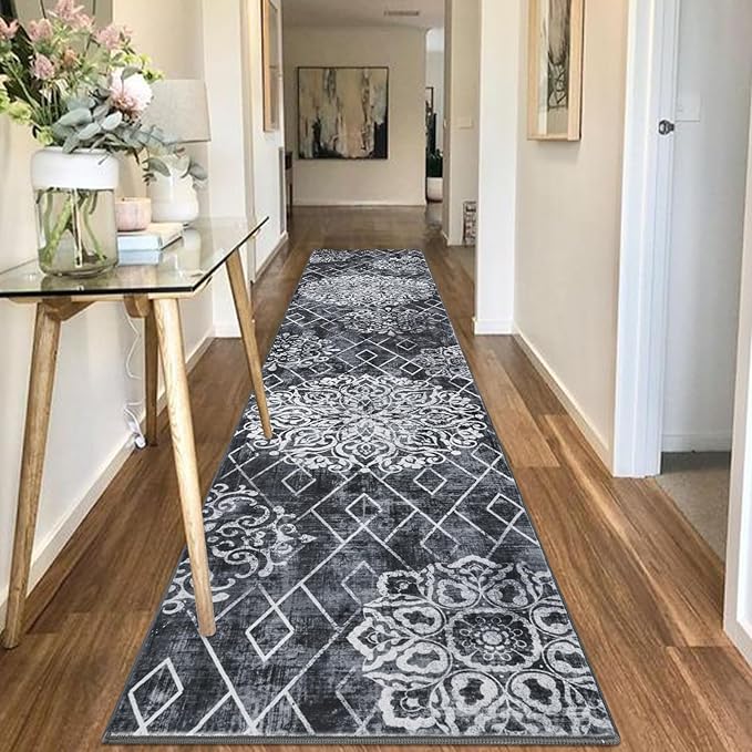 HEBE Hallway Runner Rug 2'8''x14' Washable Vintage Distressed Area Rugs Non - Image 7