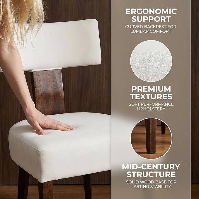 HNY Set of 6 Mid Century Modern Dining Chairs, Farmhouse Velvet Upholstered A...