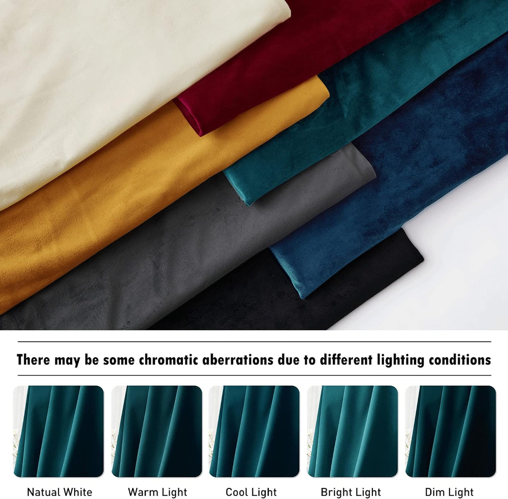 RYB HOME Teal Velvet Blackout Curtains 84 inches for Bedroom Living Room