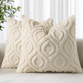 decorUhome Throw Pillow Covers 26x26 Inch Set of 2, Soft Plush Faux Wool Beige by decorUhome