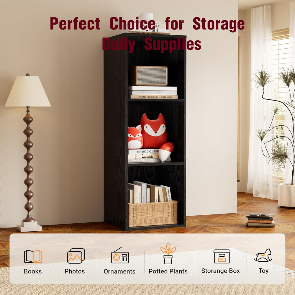 Book Shelf, Wooden Cube Storage Organizer with 11" Open Cubes, Stackable...