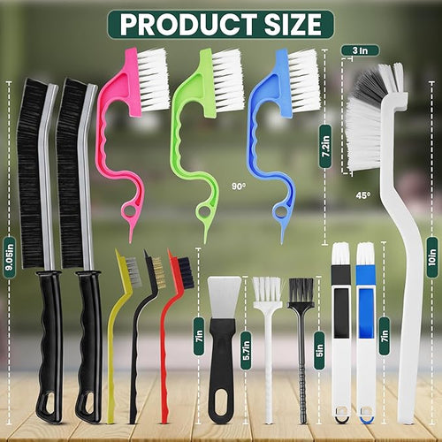 14 Pcs Crevice Cleaning Brush Set – Hard Bristle Cleaning Tools - Image 2
