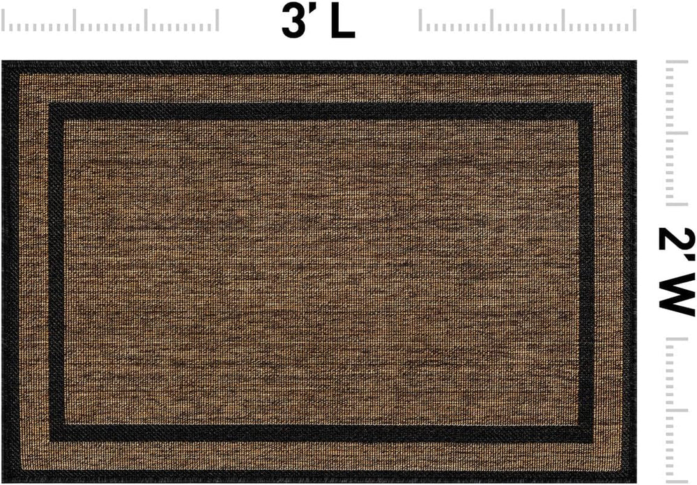 Rugshop Border Jute-Style Indoor Outdoor Area Rug Dark Gray/Natural 2' x ...