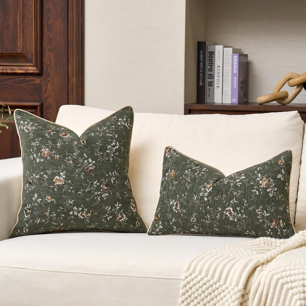 Pack of 2 Vintage Floral Throw Pillow Covers 20 x 20 Inch, Farmhouse Cushion ...