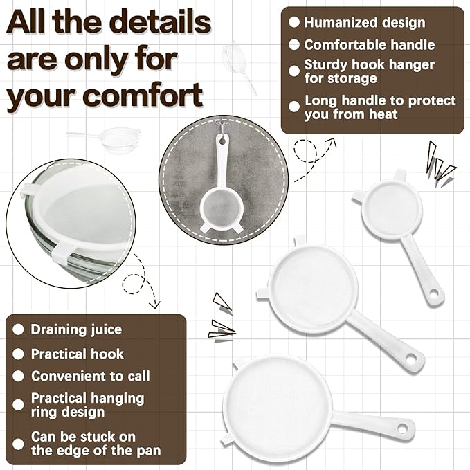 3 Pcs Plastic Nylon Mesh Strainer Colander - Image 4
