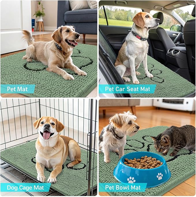 OLANLY Dog Door Mat for Muddy Paws 36x24, Paw Print Design, Absorbs Moisture - Image 7