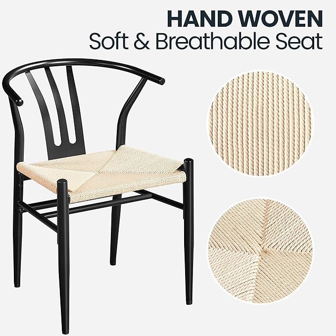 Yaheetech Weave Dining Chairs Set of 6 Mid-Century Modern Dining Room Chairs ...