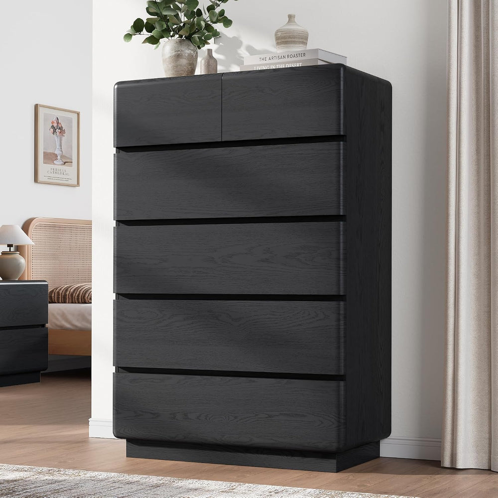 YANSNWO Black 6 Drawer Dresser for Bedroom, 48" Tall Chest of Drawers