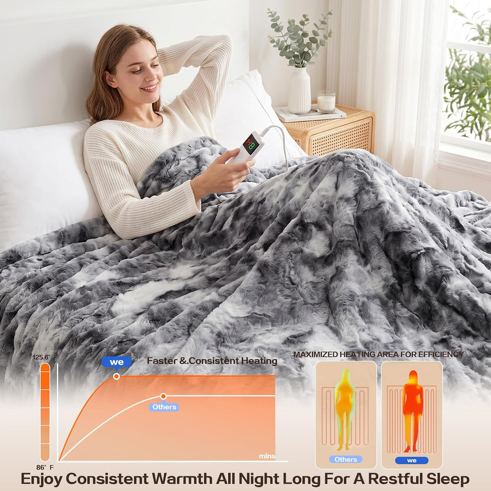 Electric Heated Blanket Throw Size 50"x60", Soft Sherpa Faux Fur He...