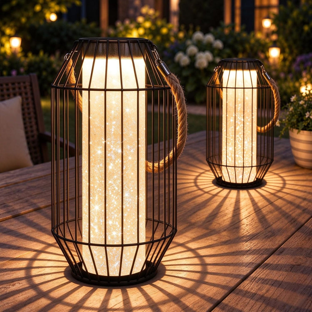 13.5" Large Decorative Metal Solar Outdoor Waterproof Lantern for Patio