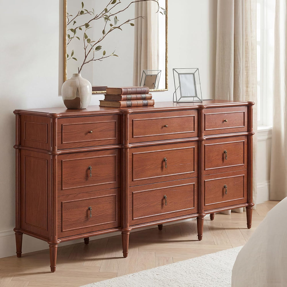 STO'SENSE 63" 9-Drawer Dresser with Power Outlet, Architectural Wood...
