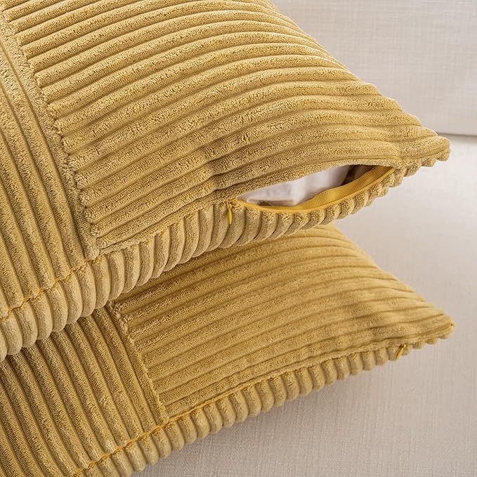 Fancy Homi 2 Packs Mustard Yellow Long Lumbar Decorative Throw Pillow Covers - Image 4
