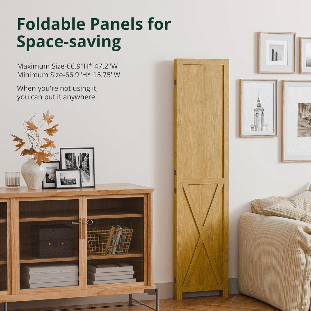 Cozy Castle Wood Room Divider, 3 Panel 66.9 Inch Privacy Screen, Folding Wall...