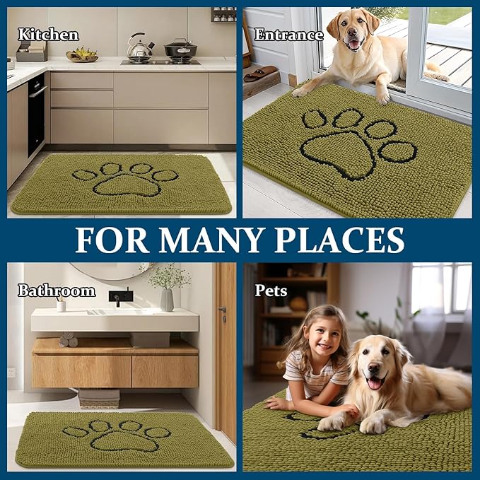 OLANLY Dog Door Mat for Muddy Paws 36x24, Paw Print Design, Absorbs Moisture - Image 8