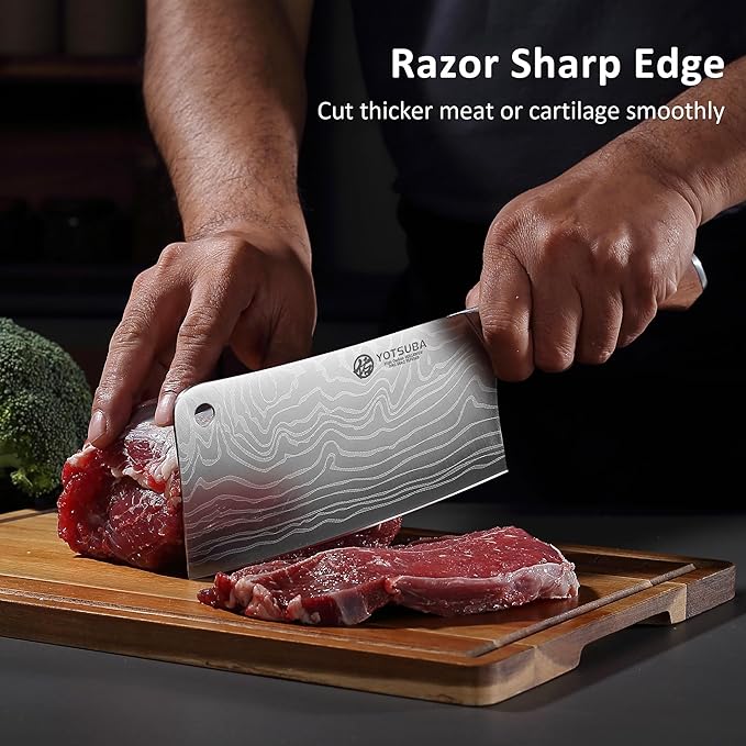YOTSUBA Cleaver Knife 7 inch Ultra Sharp High Carbon Steel Vegetable Meat - Image 5