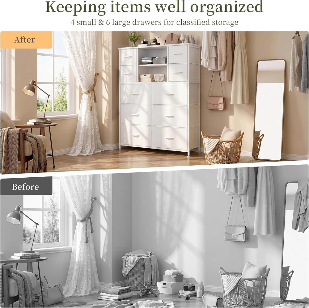 10-Drawer Dresser for Bedroom, 48"H Organizer Storage for clothes