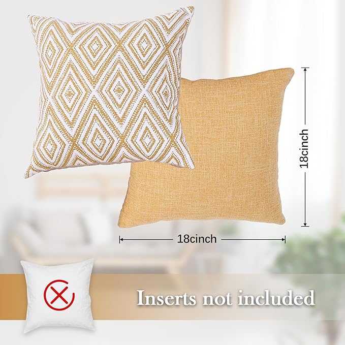 HPUK Decorative Throw Pillow Covers Set of 4 Geometric Design Linen Cushion - Image 3