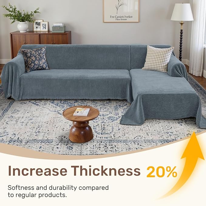 Sectional Couch Covers, 2 Pieces Washable L Shaped Couch Covers Sofa Blanket - Image 3