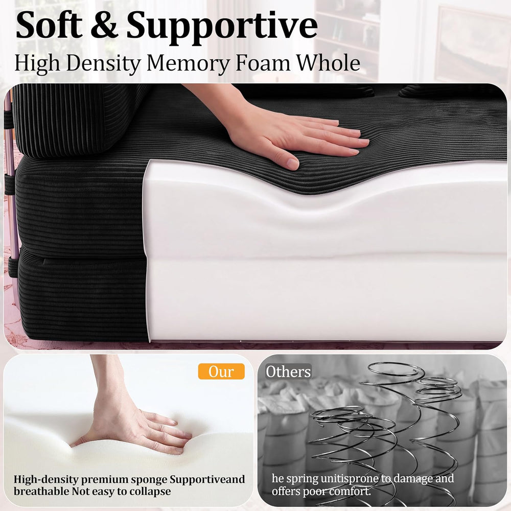 59 Inch Convertible Futon Sofa Bed, 5-in-1Sleeper Sofas Pull Out Couch, Bonel...