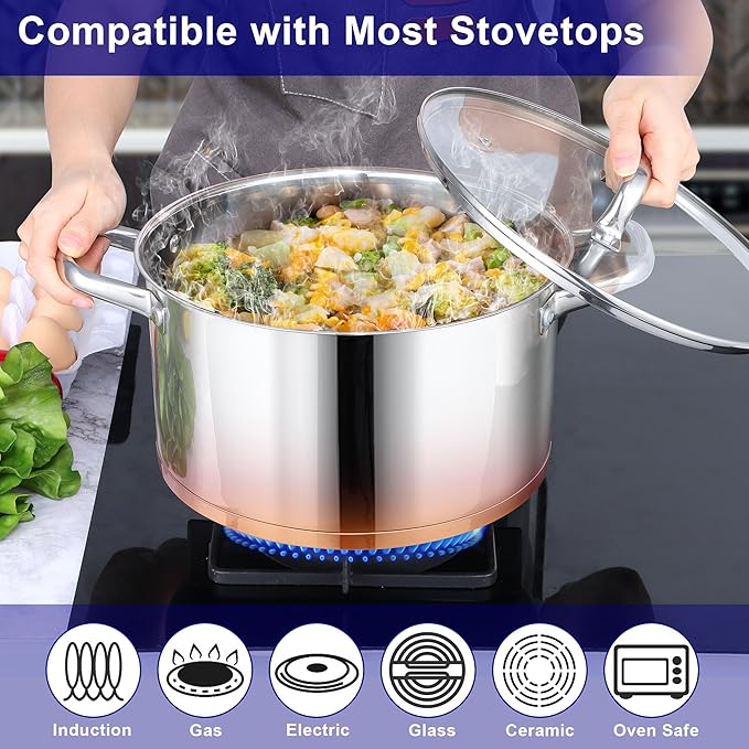 LIANYU Stainless Steel Stock Pot, 8 QT Large Soup Pot - Image 6
