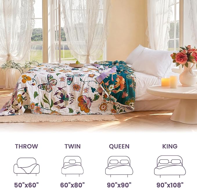 MSGKV Boho Throw Blanket 60"x80" Floral Blanket - Image 5