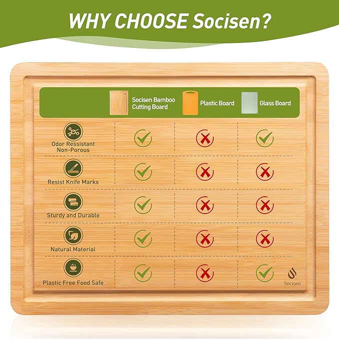 Extra Large Charcuterie Bamboo Board Non Slip Feet Over Sink Wooden Cutting - Image 8