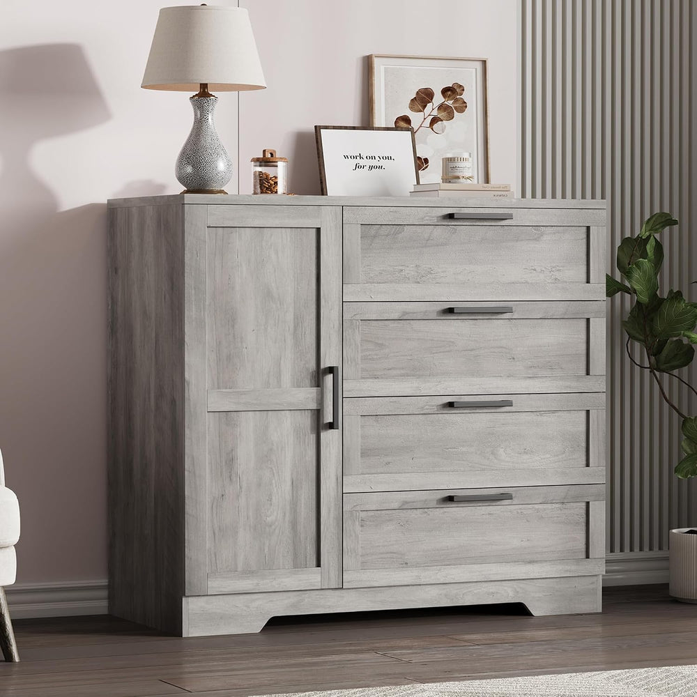 IDEALHOUSE 43.3'' H Armoire Wardrobe Closet with 4 Drawers and Hangin...