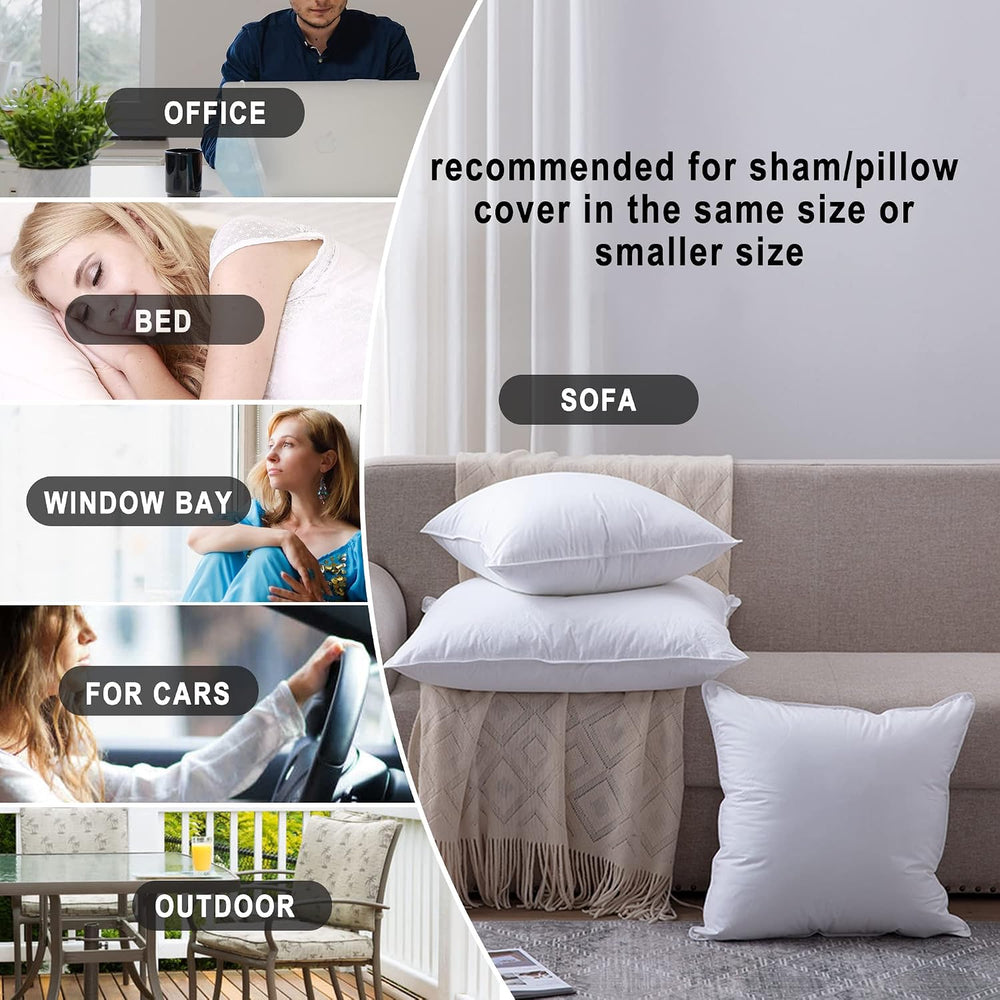 HITO 20x20 Pillow Inserts (Set of 2) - Down Alternative 100% Cotton Cover Dec...