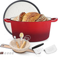 E-far Enameled Dutch Oven Pot for Bread Baking, 6QT Enameled Cast Iron Cookware by E-far