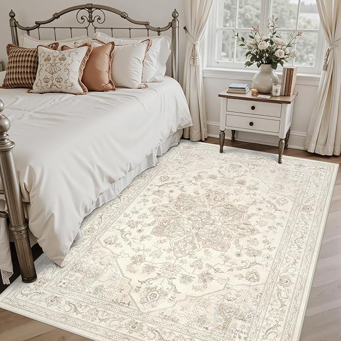 6x9 Area Rugs for Living Room: Vintage Boho Neutral Washable Rug Indoor Soft - Image 2