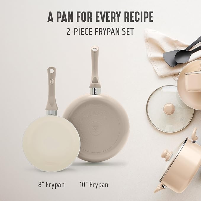 GreenLife 2-Piece Nonstick Frying Pan Set, 8” & 10” Skillets, Non-Toxic Ceramic - Image 4