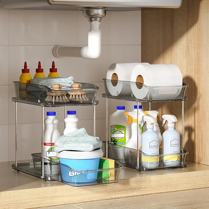Delamu 2-Tier Under Sink Organizers and Storage, Pull Out Kitchen Pantry - Image 9