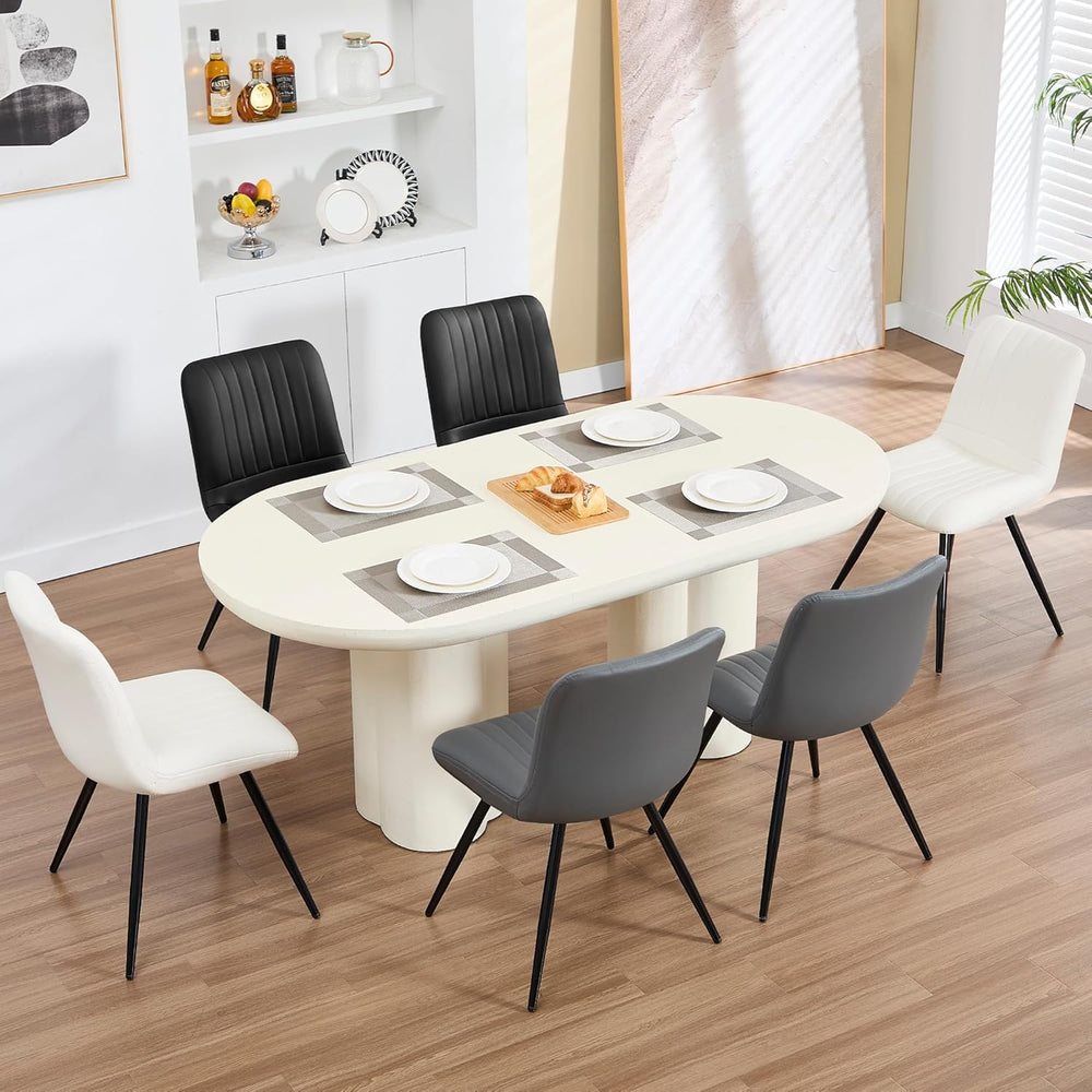 Dining Chairs Set of 4, Modern Dining Chairs with Thick Cushions, PU Leather ...