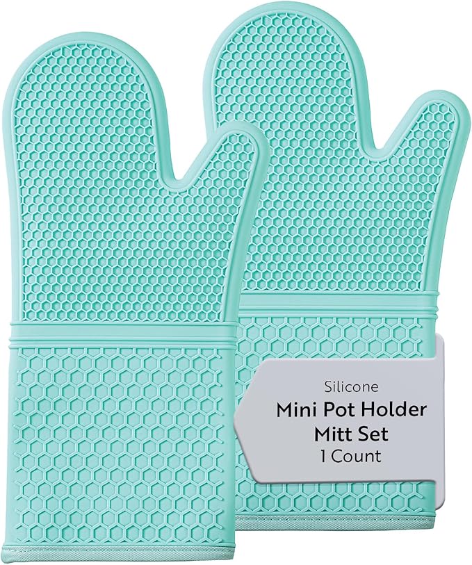 Comfy Grip 14 x 7.3 Inch Thick Baking Mitts, 1 Food-Grade Cooking Glove Set by Restaurantware