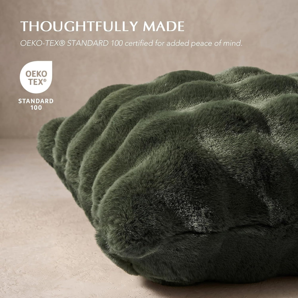 EverGrace Decorative Bubble Faux Fur Throw Pillow Cover, 20x20, Green