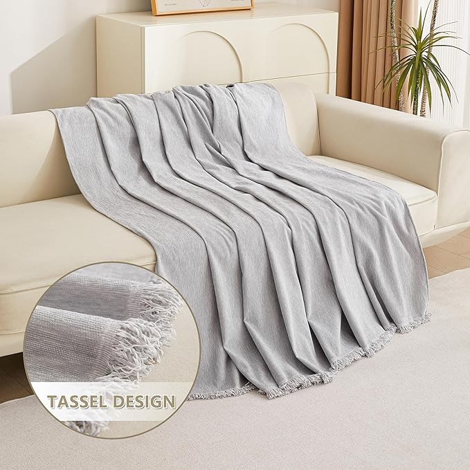 MYSKY HOME Light Gery Chenille Sofa Cover - Image 3