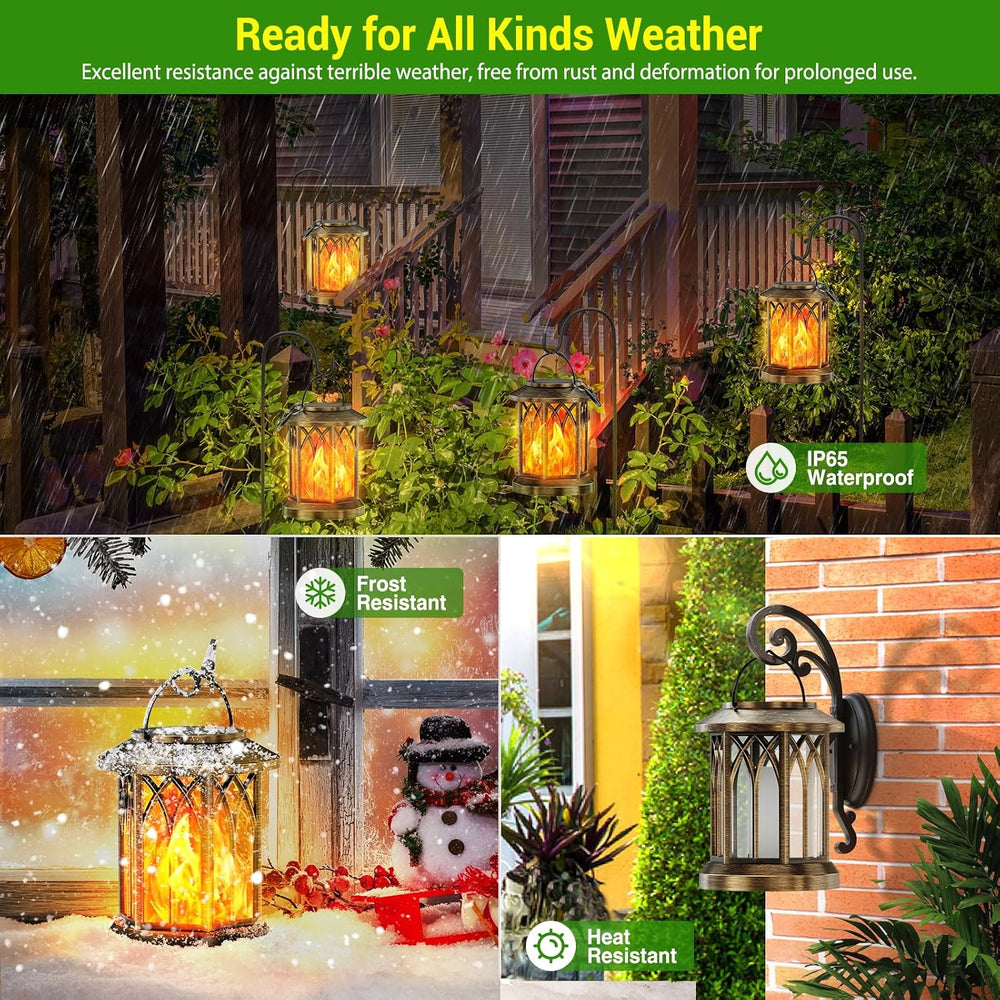 KOOPER 4 Pack Solar Lanterns Outdoor Waterproof, Upgraded Flickering Flame So...