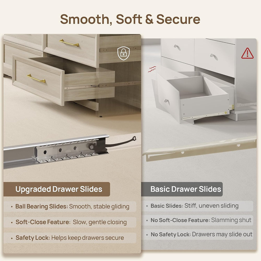 SICOTAS 6 Drawer Dresser for Bedroom-56.4" Extra-Wide Wood Chest of Drawers