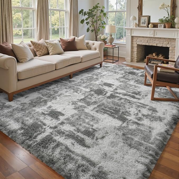 6x9 Ft Large Shag Rugs for Living Room Decor, Tie-Dyed Ultra Soft Fluffy Furry by Cuzwlovita