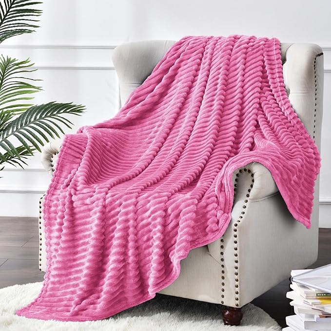BEDELITE Fleece Blanket Twin Size – 3D Ribbed Jacquard Soft and Warm Decorative - Image 8